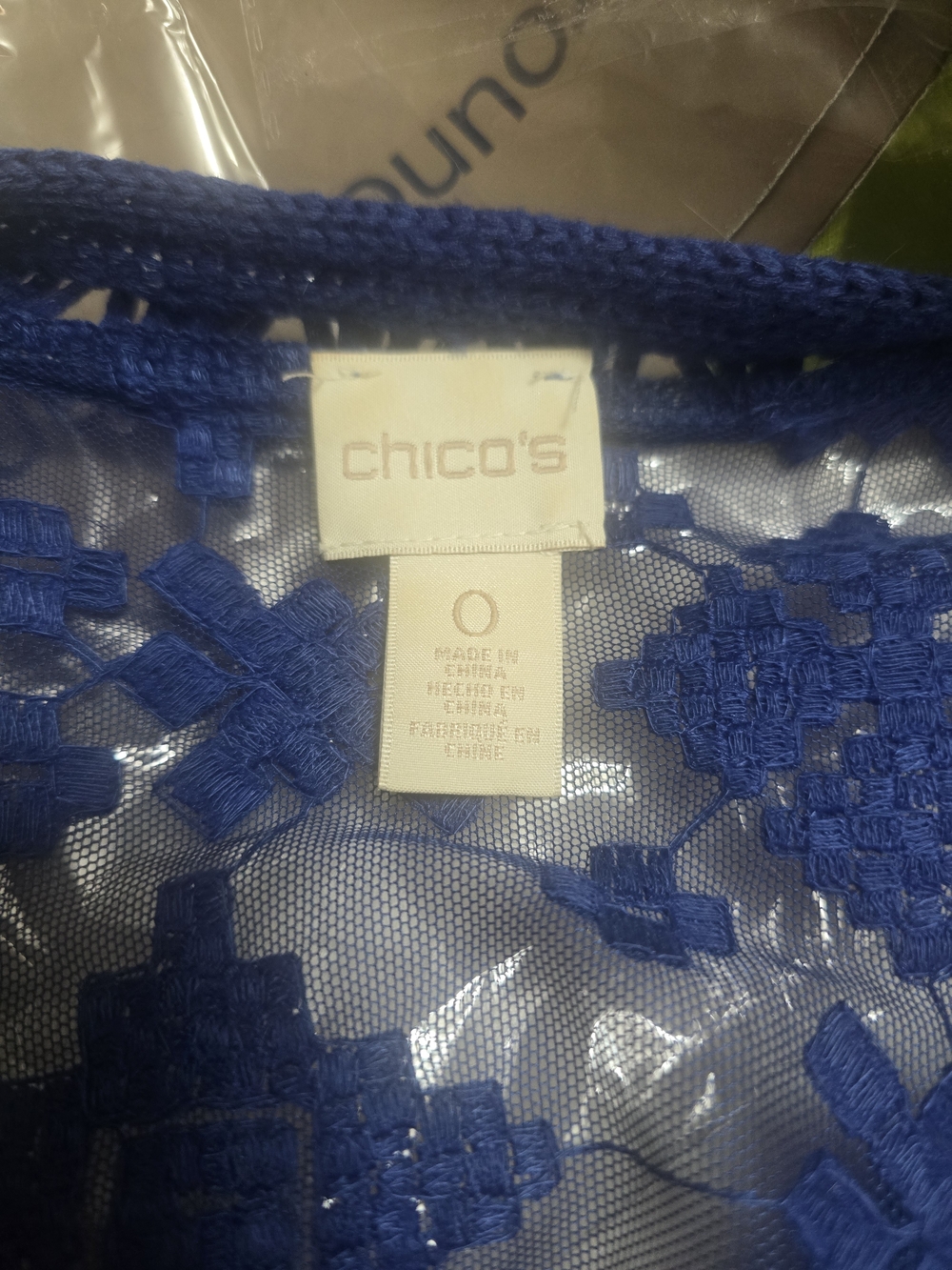 Chico's Royal Blue Lace Overlay Kimono - Picture 3 of 6
